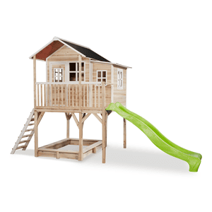 EXIT Maison cabane de jardin enfant toboggan Loft 750 bois naturel