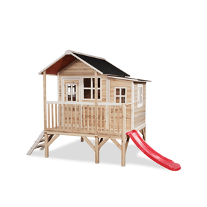 EXIT Maison cabane de jardin enfant toboggan Loft 350 bois naturel