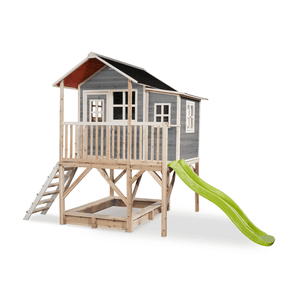 EXIT Maison cabane de jardin enfant toboggan Loft 550 bois gris