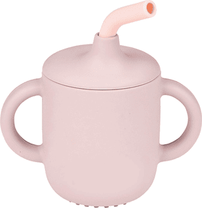 Becher mit Strohhalm rosa