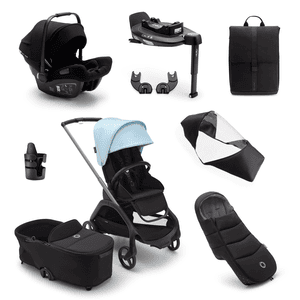 Yhdistelmävaunut Dragonfly Complete Graphite/Midnight black/Skyline Blue, Ultimate Newborn Bundle