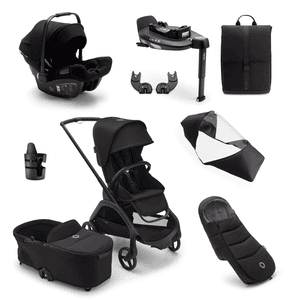 Barnevogn Dragonfly Complete Black / Mid night  Black , Ultimate Newborn Bundle