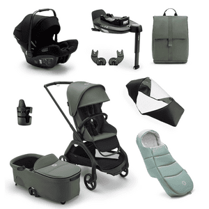 Dragonfly Komplett barnvagn Black / Forest Green , Ultimate Newborn Bundle