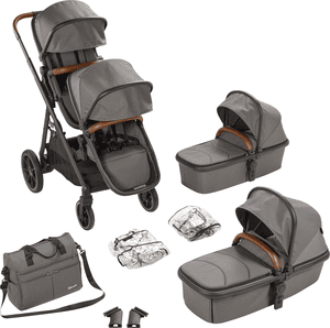 Geschwisterwagen Duo Grey / brown grip