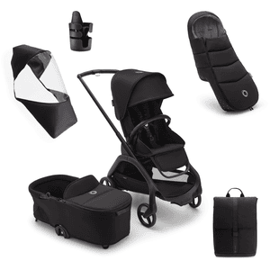 Pram Dragonfly Komplett Black / Mid night  Black , Essential Paket