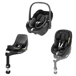 Set Babyschale Pebble 360 Essential Black plus Kindersitz Pearl 360 Authentic Black plus Basisstation FamilyFix 360