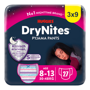 HUGGIES Couches culottes de nuit DryNites jetables 8-15 ans 3x9 pcs