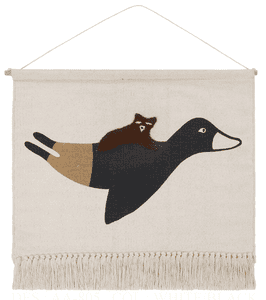 Wandteppich Birdy cream brown 70 x 50 cm