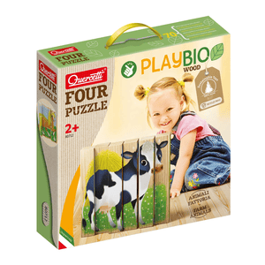 Quattro puzzle in legno: animali della fattoria
