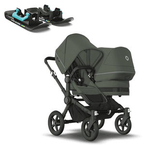 Carrito de bebé gemelar Donkey 5 Duo Complete Black/Forest Green incluye Wheelblades