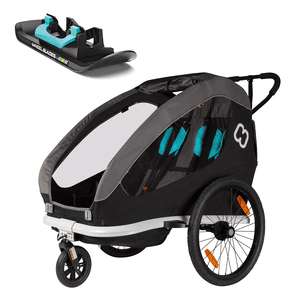 Kinderfietskar Traveller inclusief dissel en buggywiel Black /Grijs/Blauw inclusief Wheelblades