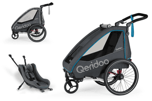 Remorque de vélo enfant QUPA 1 Blue siège bébé habillage pluie