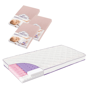 Matras Polarstern 60 x 120 cm + jersey hoeslaken 3-pack roze