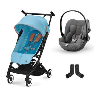 Passeggino leggero Libelle Beach Blue con ovetto Cloud G i-Size Lava Grey e Adattatore