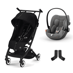 Passeggino leggero Libelle 2 Moon Black con ovetto Cloud G i-Size Lava Grey e adattatori