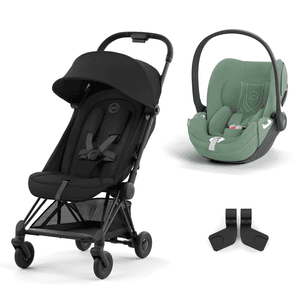 Buggy Coya Matt Black Sepia Black inklusive Babyschale Cloud T I-Size Plus Leaf Green  und Adapter