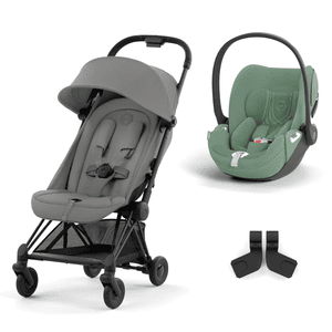 Buggy Coya Matt Black Mirage Grey inklusive Babyschale Cloud T I-Size Plus Leaf Green  und Adapter