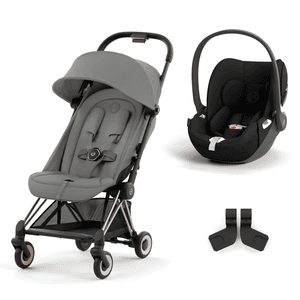 Buggy Coya Rosegold Mirage Grey inklusive Babyschale Cloud T I-Size Sepia Black und Adapter
