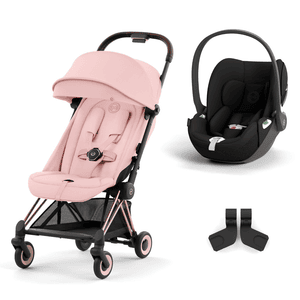 Buggy Coya Rosegold Peach Pink inklusive Babyschale Cloud T I-Size Sepia Black und Adapter