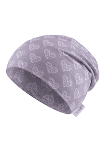 Slouch-Beanie Herzen flieder