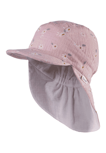 Gorra con protección para el cuello margaritas terciopelo rosa