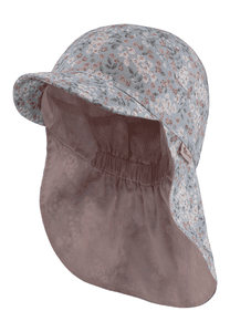 Gorra infantil con visera y protección para el cuello flores crudo