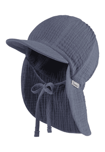 Cappello con protezione del collo in velluto, grigio/blu