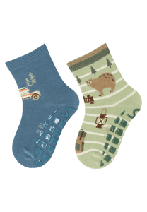 Chaussettes ABS pack double campeur/ours bleu moyen