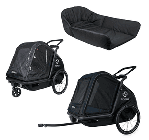 Hundefahrradanhänger mit Bett und Regenverdeck Pluto L navy  blue/black