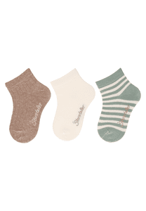 Chaussettes courtes pack de 3 côtes marron mélangé