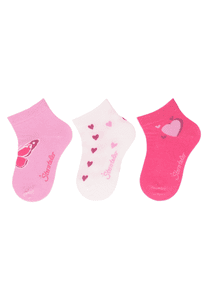 Calcetines cortos 3-pack corazones flor rosa