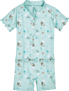 Maillot une pièce protection UV licorne menthe