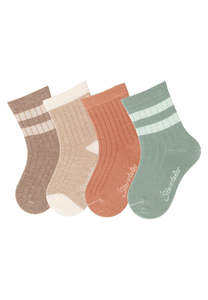 Lot de 4 chaussettes côtelées marron chiné