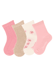 Lot de 4 socquettes structure rose mat