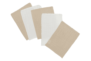 kindgsrad Musslin vaskehandsker evasknely 5-pak beige