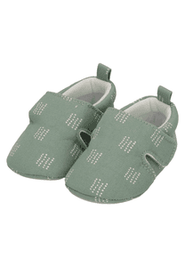 Babykrabbelschuh Pünktchen steingrün