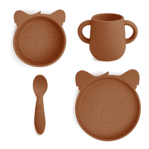 Kit vaisselle enfant Lykke koala silicone Caramel Café 4 pièces