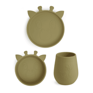 Kit vaisselle enfant Bo silicone Olive Green 3 pièces