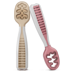 Cuillère enfant beige/mauve lot de 2