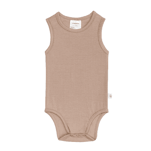 Body de bebé Tencel sin mangas acanalado marrón