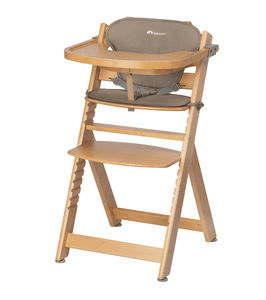 Chaise haute enfant évolutive Timba bois natural beige coussin