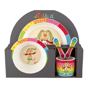 Rabbit ® Set di stoviglie coniglietto arcobaleno colorato per bambini