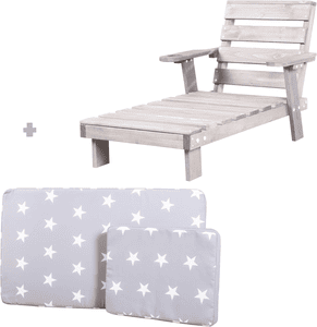 Outdoor Gartenliege inkl. Polster Little Stars grau