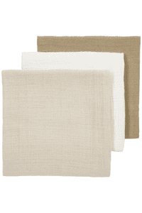 Langes en mousseline paquet de 3 Offwhite/Soft Sand /Taupe 70 x 70 cm