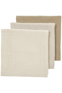 Langes en mousseline paquet de 3 Soft Sand /Greige/Taupe 70 x 70 cm