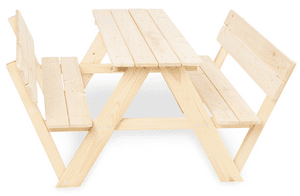 Ensemble table bancs enfant snakknic dossier bois naturel