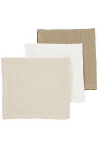 Rullekluter Musslin 3-pakning offwhite/greige/taupe 30 x 30 cm