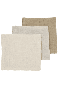 Spucktücher Musslin 3er-Pack  soft sand/greige/taupe 30 x 30 cm