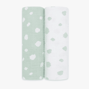 emma & noah muslin bleier sett med 2 prikker mint