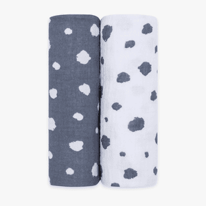 emma & noah mousseline luiers set van 2 stippen blauw